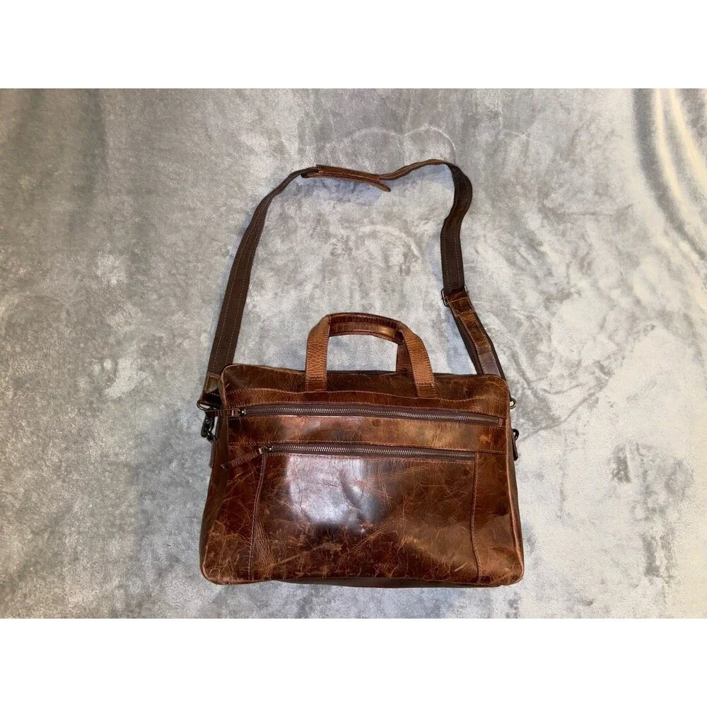 VTG Levinson Leather Goods Parker Messenger Work Bag Brown Buffalo Briefcase USA